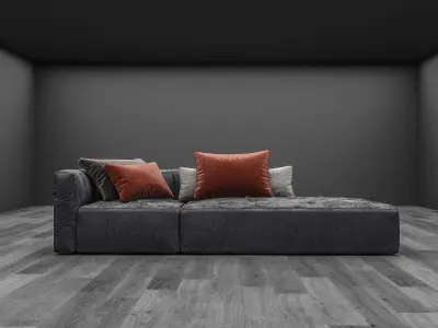 Sofa with wood floor and black wall  3D model