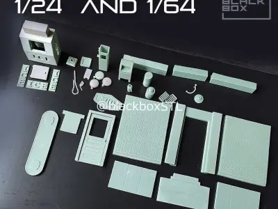 Gas Station Diorama 1-24 and 1-64th scale 3D print model 3D print model