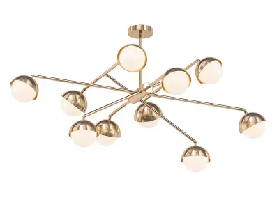 KENDALL modern brass chandelier with glass globes 3D model