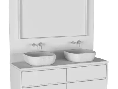 Bathroom furniture Vanity Cabinet with washbasins 3D model