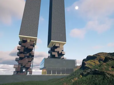Skyscraper Future building Low-poly 3D model