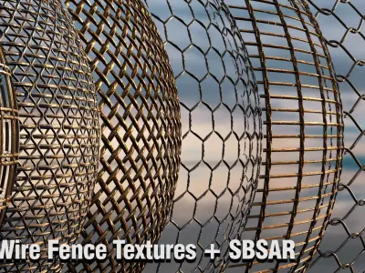 10 Wire Fence Textures -SBSAR Texture