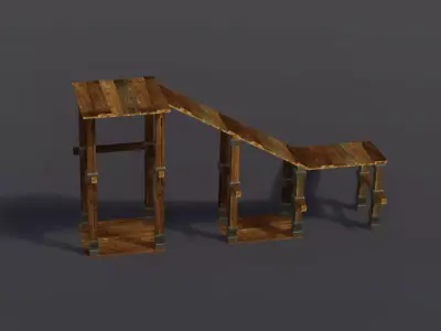 Wooden Access Ramp Low-poly 3D model