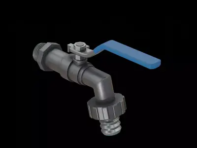 Valve Tap blue Low-poly 3D model