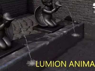 LUMION ANIMATED FOUNTAIN cherub figurine fountain 3D model