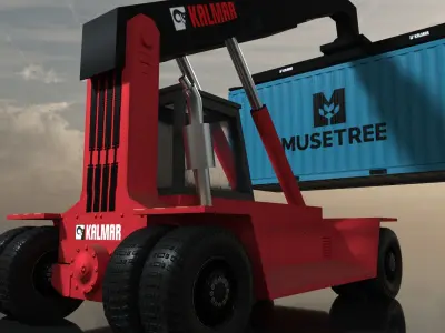 Kalmar forklift truck with container Low-poly 3D model
