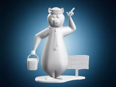 Yogi Bear with Picnic Basket Miniature 3D print model