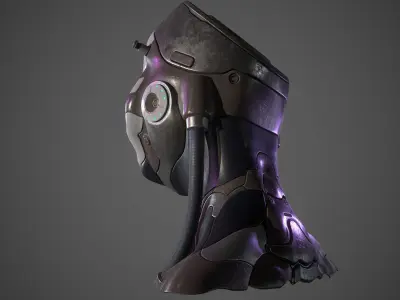 Robot Head Low-poly 3D model