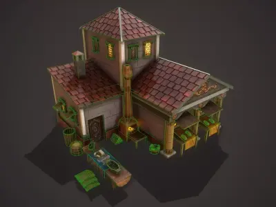 Roman Bakery Low-poly 3D model