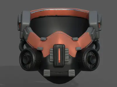 Gas mask scifi futuristic military combat  Low-poly 3D model