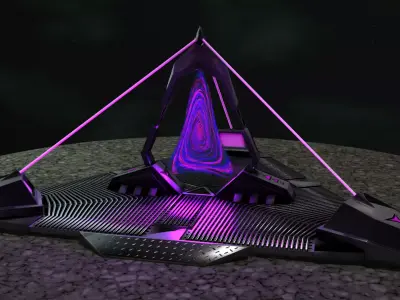 Portal spaceship with lights Low-poly 3D model