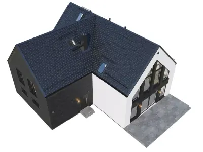 Modern Brick house 3D model