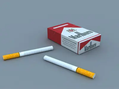 Marlboro Box and Cigarettes Free 3D model