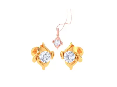 Solitaire Super Light Weight Earring Pendant Set 3D print model