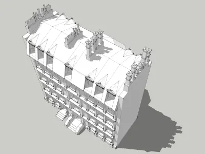 House-5 building with windows and balconies 3D model