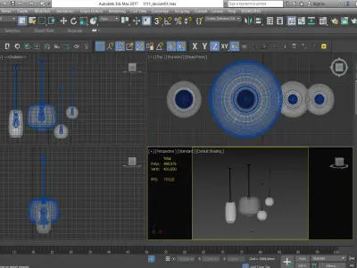 Light set three glass pendant lights hanging Low-poly 3D model