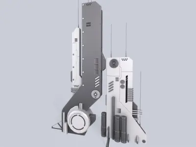 Futuristic building Low-poly 3D model 5
