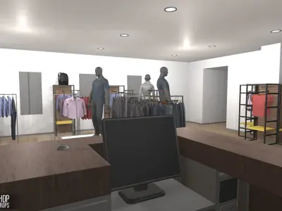 Fashion shop - interior and props Low-poly 3D model