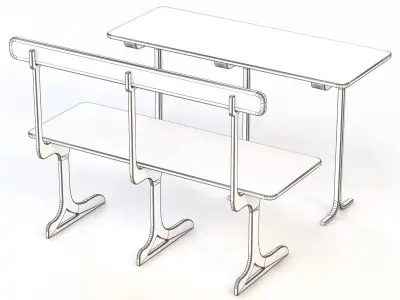 Cafe Seating and Bench 3D model