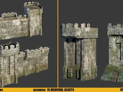 MEDIEVAL ASSETS Vol 2 Basemesh 4kTextures Low-poly 3D model