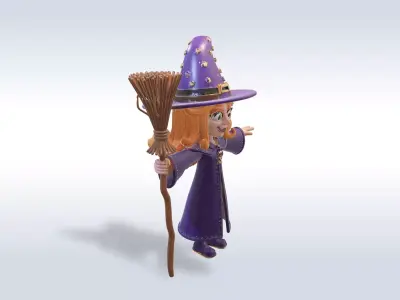 Adorable Witch halloween Character 3D model