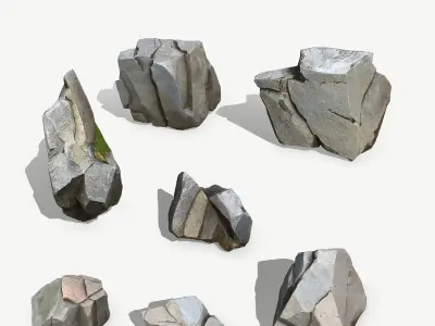 Rock Set Low-poly 3D model 48