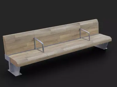 Sant Joan Barcelona Bench Low-Poly Low-poly 3D model