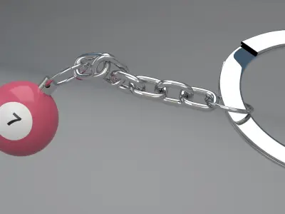 7 Pool Snooker Ball with Keychain 3D model