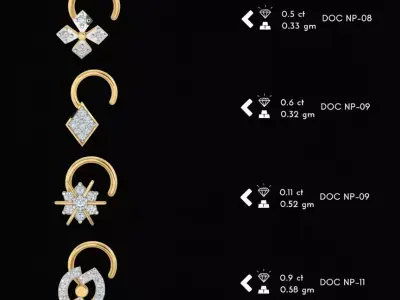 The Ultimate 250 plus  Diamond Nose Pin CAD Pack 3D print model