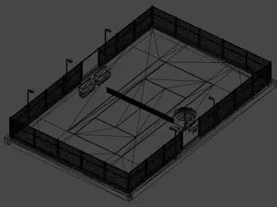 Cartoon Simple Tennis Court Low-poly 3D model