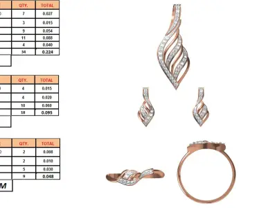 Light wt Ring Earrings Pendant set stl jcd 1-render details 3D print model 53