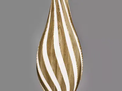 SWISH wooden pendant light with striped pattern 3D model