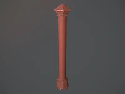 Barrier Bollard pack 3 Red v3 Low-poly 3D model