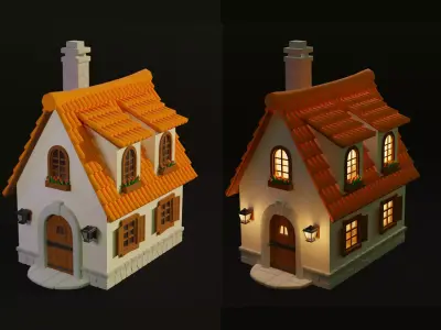 Cartoon House 12 Low-poly 3D model