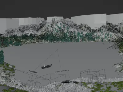 Lake mountain scene 3D model