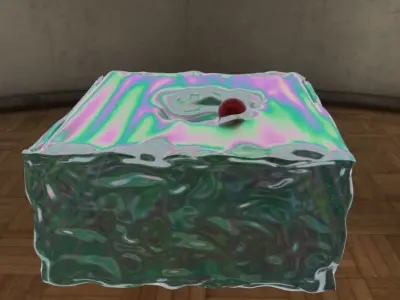 Octane C4D Iridescent Glass Textured Liquid Dynamic Cube Free 3D model