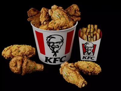 KFC Fried Chicken and Fries 3D Model Ultra Realistic Fast Food Low-poly 3D model