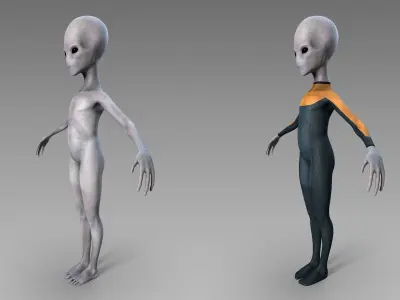 Grey Alien Low-poly 3D model