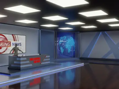 Virtual TV News Studio 3D model shop