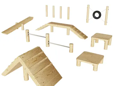 Equipment for dog playgrounds in ECO style 3D model