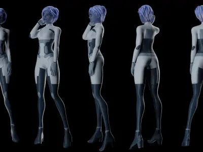 Ava - stylized female sci-fi character Low-poly 3D model