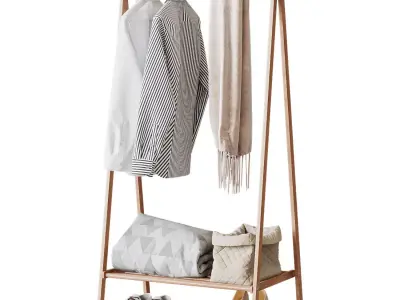 Clothes hanger with shoe rack CRB-01 3D model