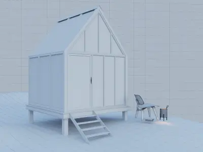 Cabin House Cliff House  in Forest  3D model