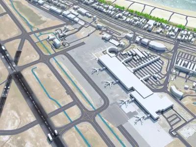 Gold Coast Airport 8km Low-poly 3D model