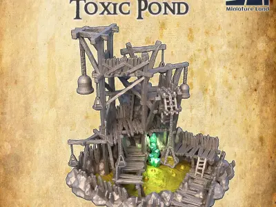 Ratman Toxic Pond Tabletop Terrain 28 MM 3D print model