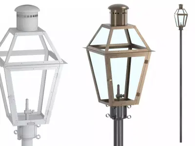 French Quarter Post Mount Gas Lantern 3D model