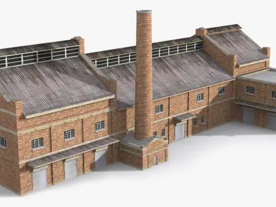 Factory x14 Low-poly 3D model