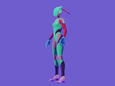 Cat Neon Low-poly 3D model