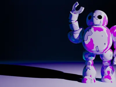 Cute Robot Low-poly 3D model