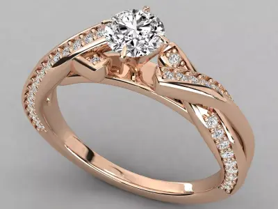 Women Light Weight Solitare Diamond Wedding Ring   9 3D print model